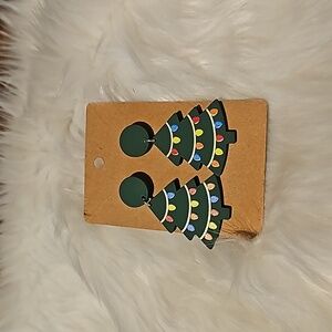 Green Christmas Tree Earrings